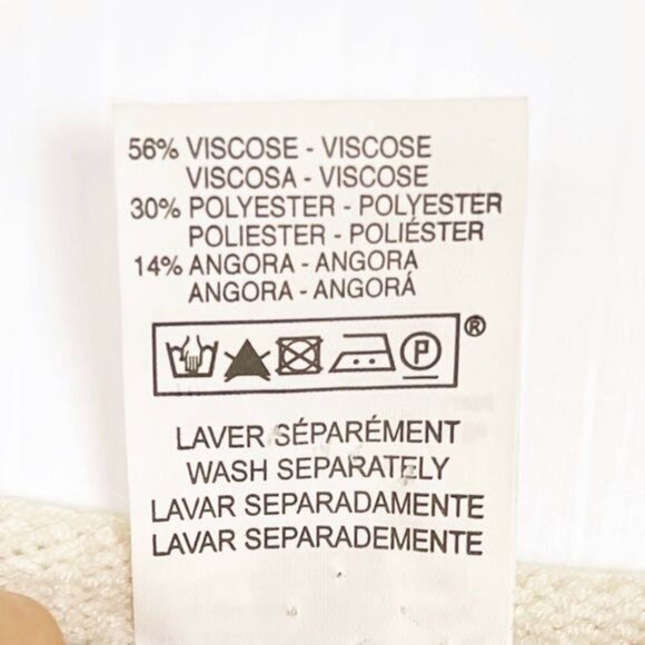 LA FEE MARABOUTEE Angora blend ivory Vneck sweater cardigan front button medium - Picture 7 of 10